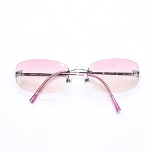 極美品 CHANEL シャネル リムレス サングラス アイウェア 4002 c.124/58 サイズ57□19 130 ココマーク ピンク グラデーション 中古 4a006801