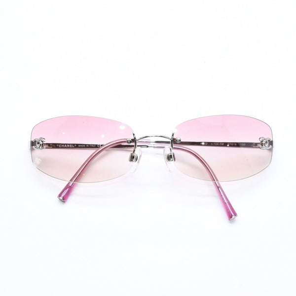 極美品 CHANEL シャネル リムレス サングラス アイウェア 4002 c.124/58 サイズ57□19 130 ココマーク ピンク グラデーション 中古 4a006801