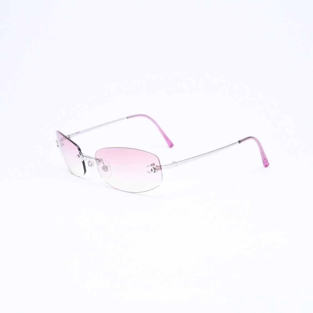 極美品 CHANEL シャネル リムレス サングラス アイウェア 4002 c.124/58 サイズ57□19 130 ココマーク ピンク グラデーション 中古 4a006801