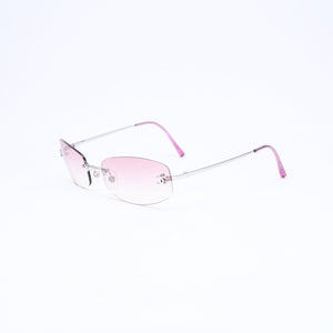 極美品 CHANEL シャネル リムレス サングラス アイウェア 4002 c.124/58 サイズ57□19 130 ココマーク ピンク グラデーション 中古 4a006801