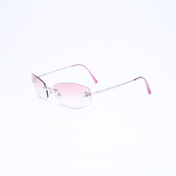 極美品 CHANEL シャネル リムレス サングラス アイウェア 4002 c.124/58 サイズ57□19 130 ココマーク ピンク グラデーション 中古 4a006801