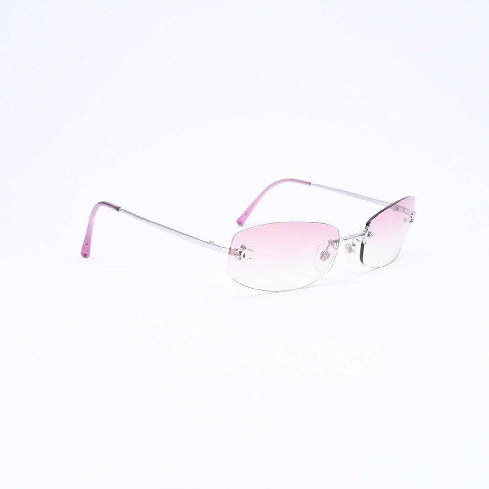 極美品 CHANEL シャネル リムレス サングラス アイウェア 4002 c.124/58 サイズ57□19 130 ココマーク ピンク グラデーション 中古 4a006801