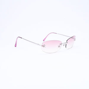 極美品 CHANEL シャネル リムレス サングラス アイウェア 4002 c.124/58 サイズ57□19 130 ココマーク ピンク グラデーション 中古 4a006801