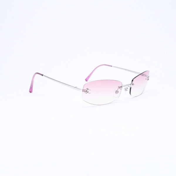 極美品 CHANEL シャネル リムレス サングラス アイウェア 4002 c.124/58 サイズ57□19 130 ココマーク ピンク グラデーション 中古 4a006801