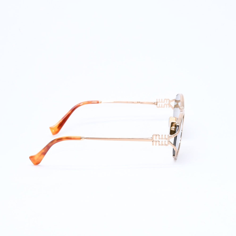 極美品 MIUMIU ミュウミュウ サングラス アイウェア SMU52Y 7OE-01T サイズ54◻︎21 125 ゴールド 中古 4a006890