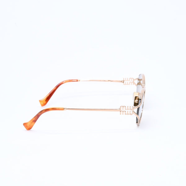 極美品 MIUMIU ミュウミュウ サングラス アイウェア SMU52Y 7OE-01T サイズ54◻︎21 125 ゴールド 中古 4a006890