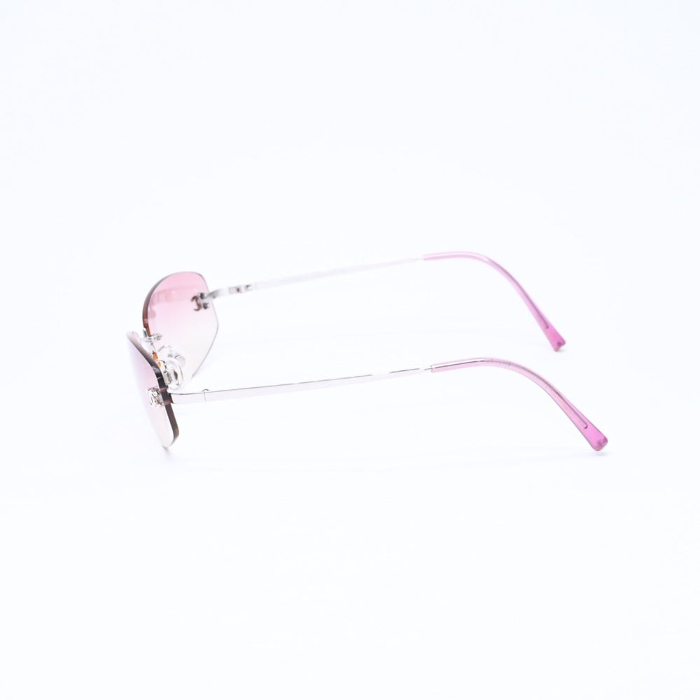 極美品 CHANEL シャネル リムレス サングラス アイウェア 4002 c.124/58 サイズ57□19 130 ココマーク ピンク グラデーション 中古 4a006801