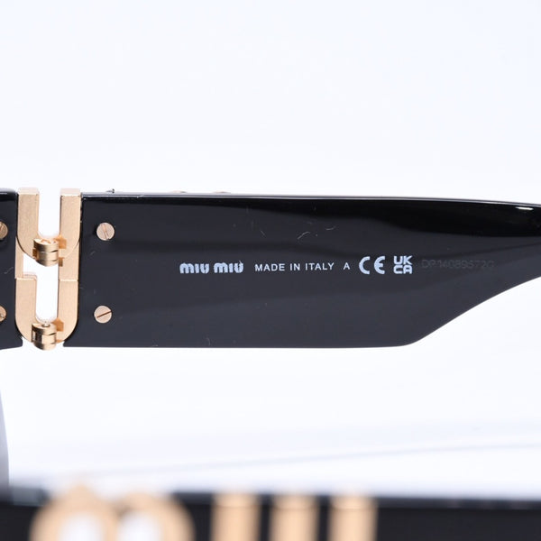 極美品 MIUMIU ミュウミュウ サングラス アイウェア SMU09W 1AB-5S0 サイズ53□22 135 ブラック ゴールド 中古 4a006888