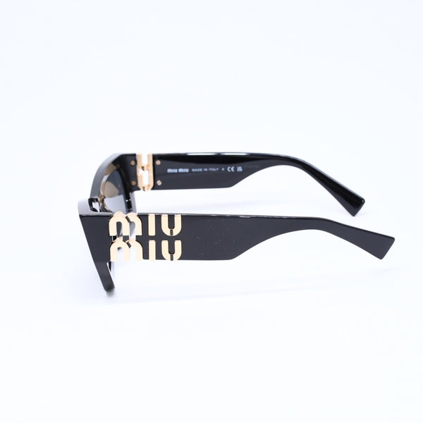 極美品 MIUMIU ミュウミュウ サングラス アイウェア SMU09W 1AB-5S0 サイズ53□22 135 ブラック ゴールド 中古 4a006889