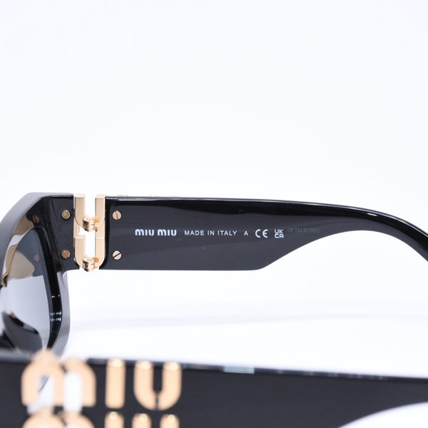 極美品 MIUMIU ミュウミュウ サングラス アイウェア SMU09W 1AB-5S0 サイズ53□22 135 ブラック ゴールド 中古 4a006889
