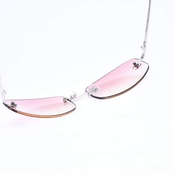 極美品 CHANEL シャネル リムレス サングラス アイウェア 4002 c.124/58 サイズ57□19 130 ココマーク ピンク グラデーション 中古 4a006801