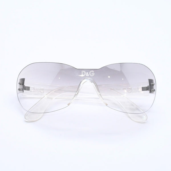 DOLCE & GABBANA ドルチェアンドガッバーナ シールド サングラス アイウェア 2060 サイズ135 クリア 美品 中古 4a006790