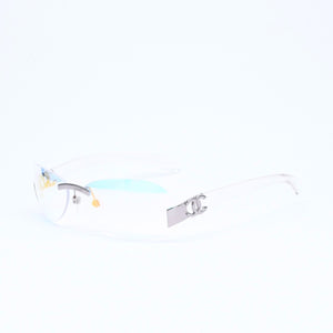極美品 CHANEL シャネル リムレス サングラス アイウェア 4037 c.168/6M サイズ59□15 125 ココマーク オーロラ クリア 中古 4a006803
