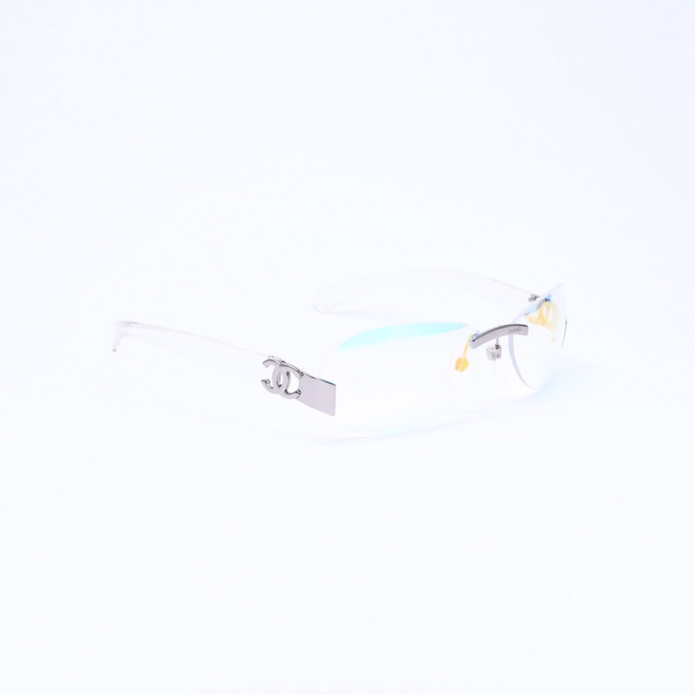 極美品 CHANEL シャネル リムレス サングラス アイウェア 4037 c.168/6M サイズ59□15 125 ココマーク オーロラ クリア 中古 4a006803
