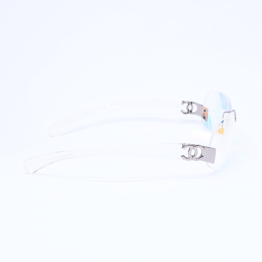 極美品 CHANEL シャネル リムレス サングラス アイウェア 4037 c.168/6M サイズ59□15 125 ココマーク オーロラ クリア 中古 4a006803