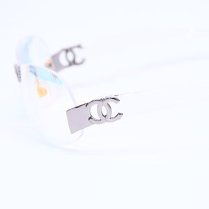 極美品 CHANEL シャネル リムレス サングラス アイウェア 4037 c.168/6M サイズ59□15 125 ココマーク オーロラ クリア 中古 4a006803