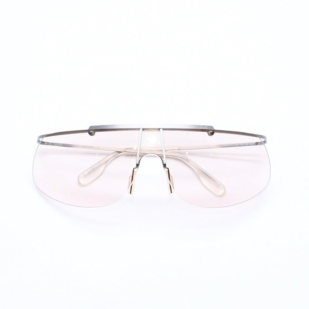 極美品 DOLCE&GABBANA ドルチェガッバーナ シールドレンズサングラス 2114 メタル シルバー ブラウン 中古 4a006791