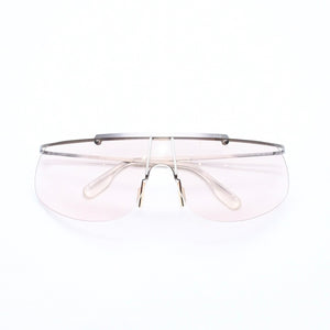 極美品 DOLCE&GABBANA ドルチェガッバーナ シールドレンズサングラス 2114 メタル シルバー ブラウン 中古 4a006791