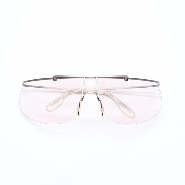 極美品 DOLCE&GABBANA ドルチェガッバーナ シールドレンズサングラス 2114 メタル シルバー ブラウン 中古 4a006791