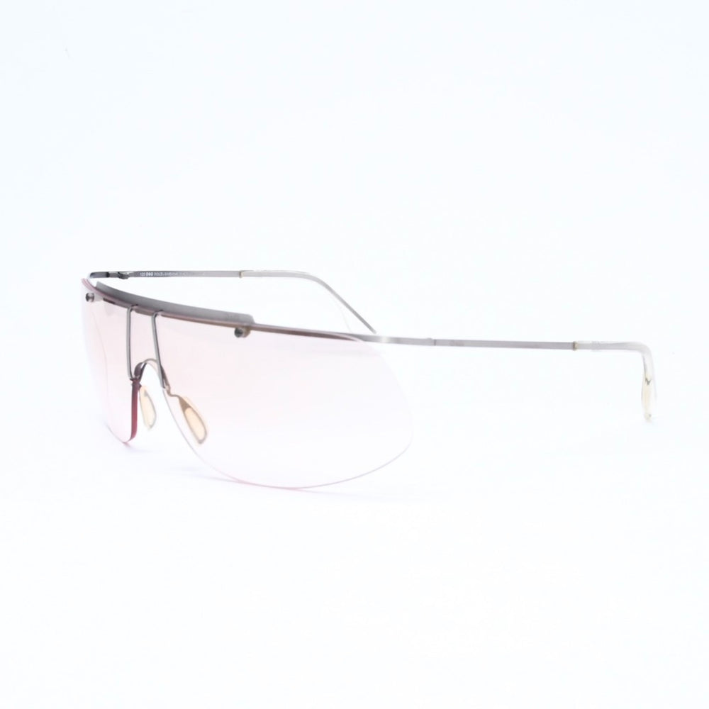 極美品 DOLCE&GABBANA ドルチェガッバーナ シールドレンズサングラス 2114 メタル シルバー ブラウン 中古 4a006791