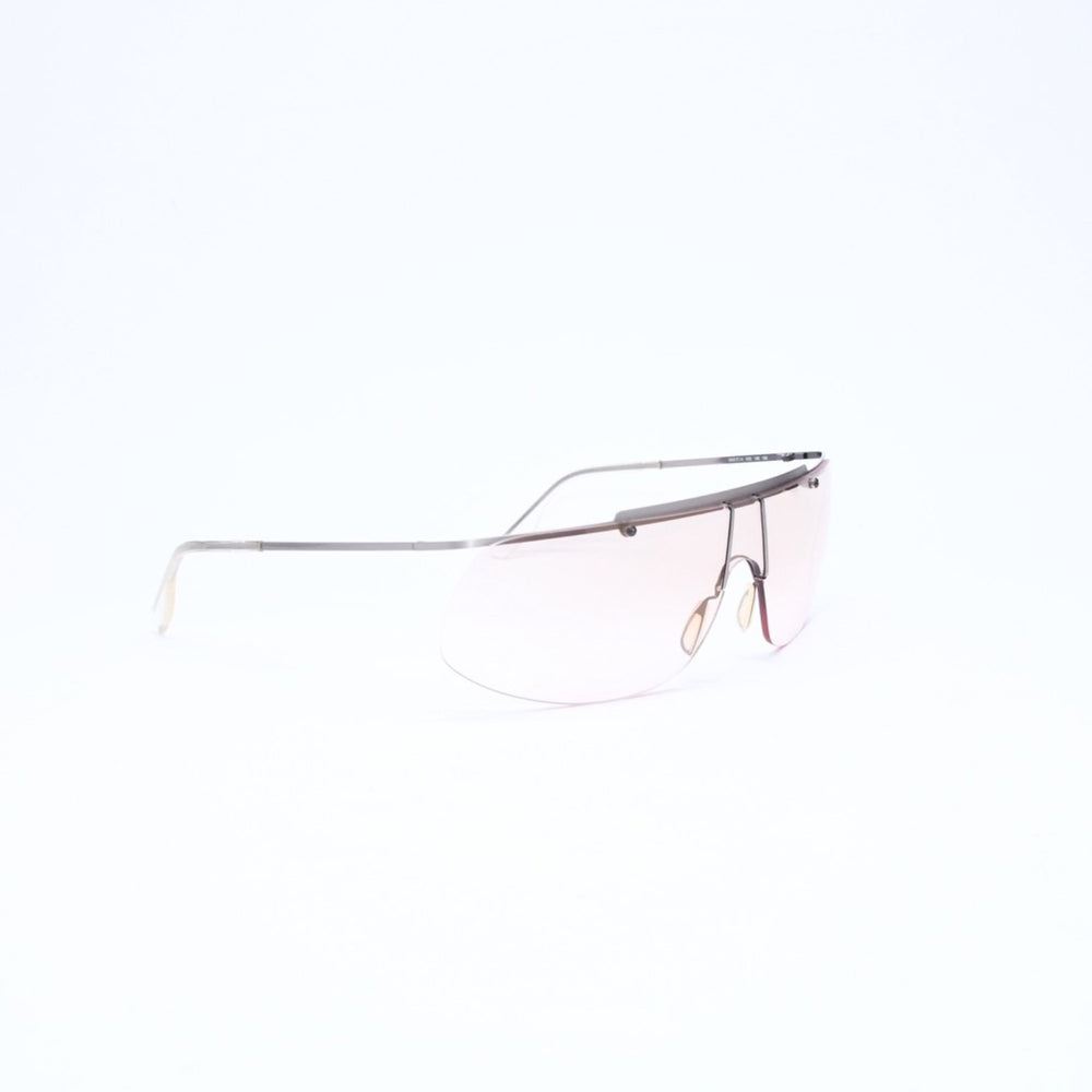 極美品 DOLCE&GABBANA ドルチェガッバーナ シールドレンズサングラス 2114 メタル シルバー ブラウン 中古 4a006791