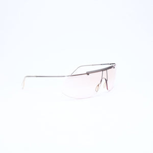 極美品 DOLCE&GABBANA ドルチェガッバーナ シールドレンズサングラス 2114 メタル シルバー ブラウン 中古 4a006791