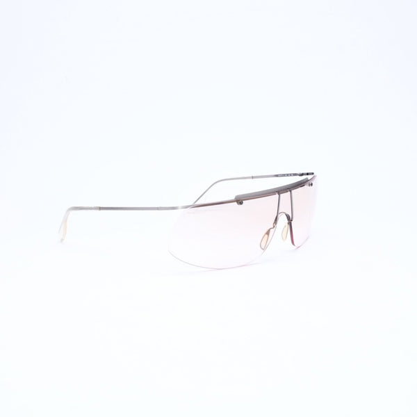 極美品 DOLCE&GABBANA ドルチェガッバーナ シールドレンズサングラス 2114 メタル シルバー ブラウン 中古 4a006791
