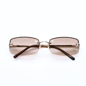 CHANEL シャネル サングラス アイウェア 4093-B c.125/13 サイズ56□16 130 ココマーク ラインストーン ブラウン 美品 中古 4a006783