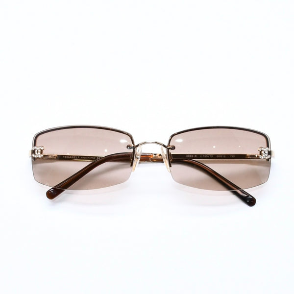 CHANEL シャネル サングラス アイウェア 4093-B c.125/13 サイズ56□16 130 ココマーク ラインストーン ブラウン 美品 中古 4a006783