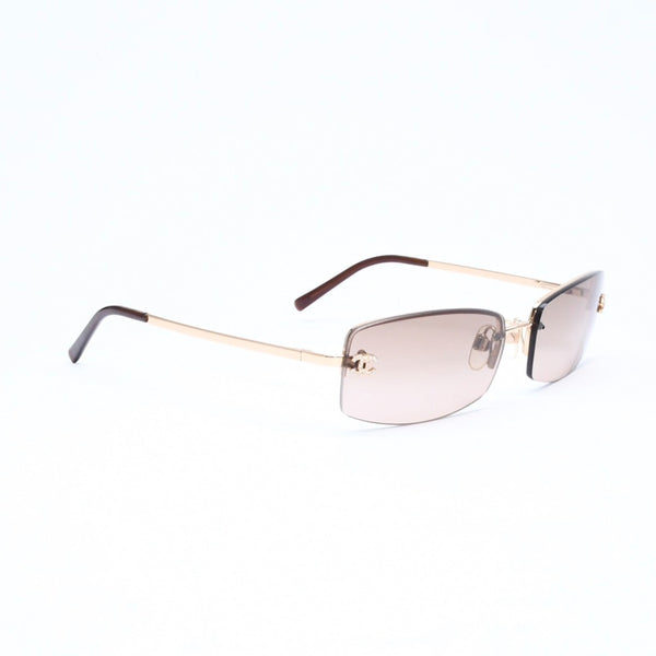 CHANEL シャネル サングラス アイウェア 4093-B c.125/13 サイズ56□16 130 ココマーク ラインストーン ブラウン 美品 中古 4a006783