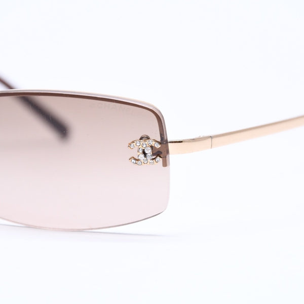 CHANEL シャネル サングラス アイウェア 4093-B c.125/13 サイズ56□16 130 ココマーク ラインストーン ブラウン 美品 中古 4a006783