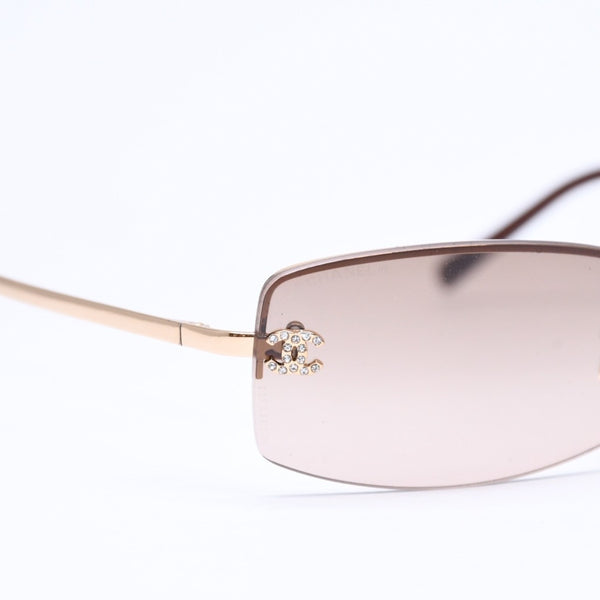 CHANEL シャネル サングラス アイウェア 4093-B c.125/13 サイズ56□16 130 ココマーク ラインストーン ブラウン 美品 中古 4a006783