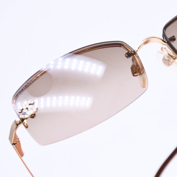 CHANEL シャネル サングラス アイウェア 4093-B c.125/13 サイズ56□16 130 ココマーク ラインストーン ブラウン 美品 中古 4a006783