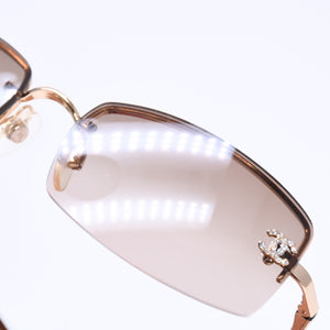 CHANEL シャネル サングラス アイウェア 4093-B c.125/13 サイズ56□16 130 ココマーク ラインストーン ブラウン 美品 中古 4a006783