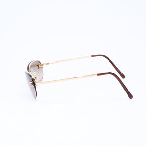 極美品 CHANEL シャネル ハーフリム サングラス アイウェア 4099 c.125/13 サイズ55□ 16 130 ココマーク ブラウン ゴールド 中古 4a006795