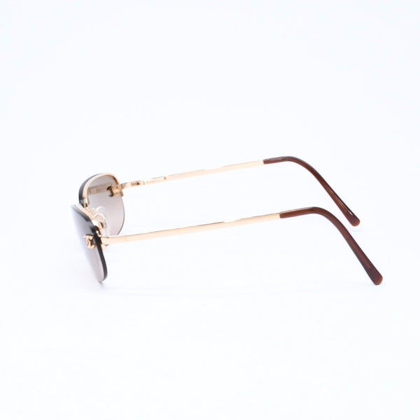 極美品 CHANEL シャネル ハーフリム サングラス アイウェア 4099 c.125/13 サイズ55□ 16 130 ココマーク ブラウン ゴールド 中古 4a006795