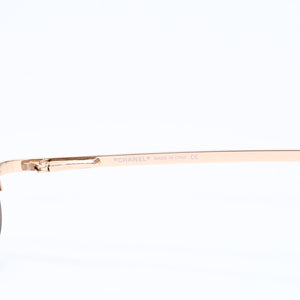 極美品 CHANEL シャネル ハーフリム サングラス アイウェア 4099 c.125/13 サイズ55□ 16 130 ココマーク ブラウン ゴールド 中古 4a006795