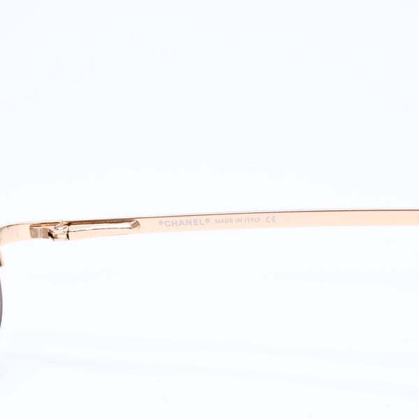 極美品 CHANEL シャネル ハーフリム サングラス アイウェア 4099 c.125/13 サイズ55□ 16 130 ココマーク ブラウン ゴールド 中古 4a006795