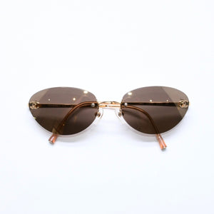 CHANEL シャネル リムレス サングラス アイウェア 4003 c.125/21 サイズ57□19 130 ココマーク ゴールド 美品 中古 4a006804