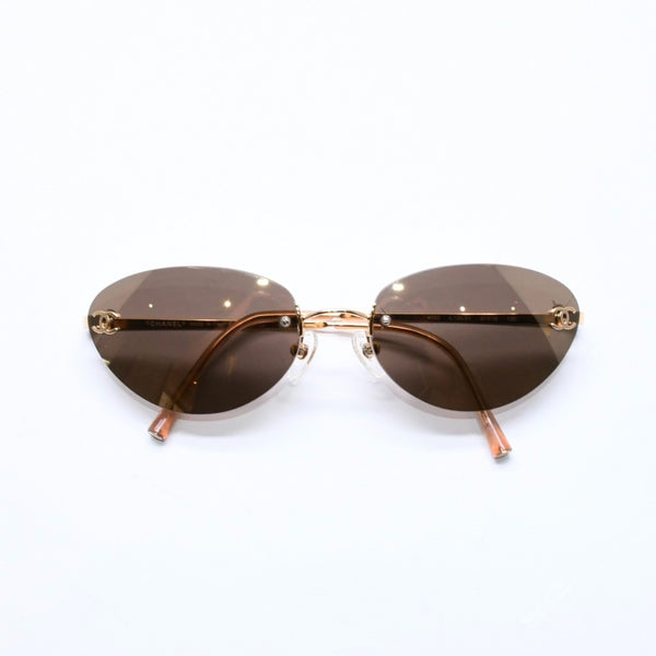 CHANEL シャネル リムレス サングラス アイウェア 4003 c.125/21 サイズ57□19 130 ココマーク ゴールド 美品 中古 4a006804