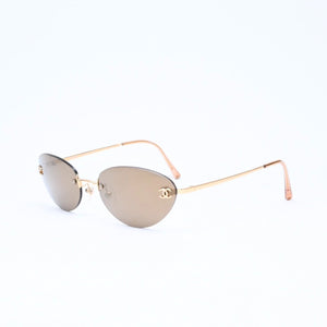 CHANEL シャネル リムレス サングラス アイウェア 4003 c.125/21 サイズ57□19 130 ココマーク ゴールド 美品 中古 4a006804