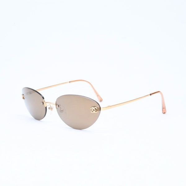 CHANEL シャネル リムレス サングラス アイウェア 4003 c.125/21 サイズ57□19 130 ココマーク ゴールド 美品 中古 4a006804