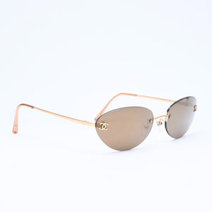 CHANEL シャネル リムレス サングラス アイウェア 4003 c.125/21 サイズ57□19 130 ココマーク ゴールド 美品 中古 4a006804