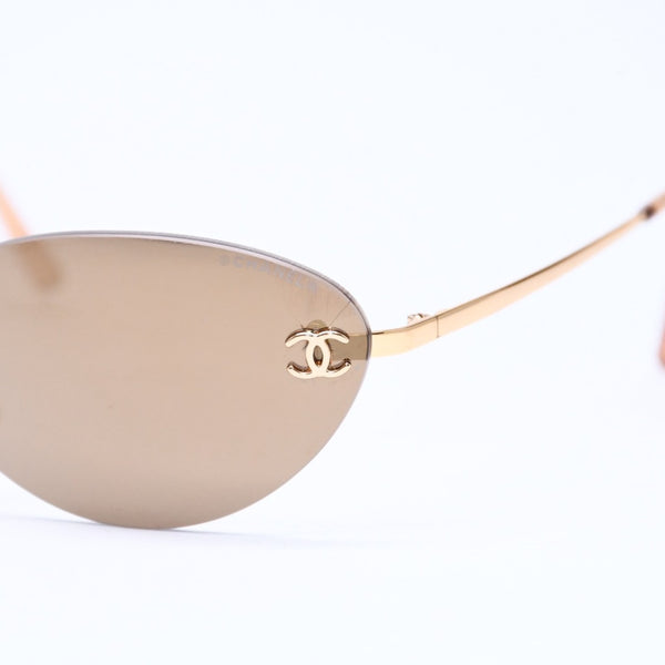 CHANEL シャネル リムレス サングラス アイウェア 4003 c.125/21 サイズ57□19 130 ココマーク ゴールド 美品 中古 4a006804