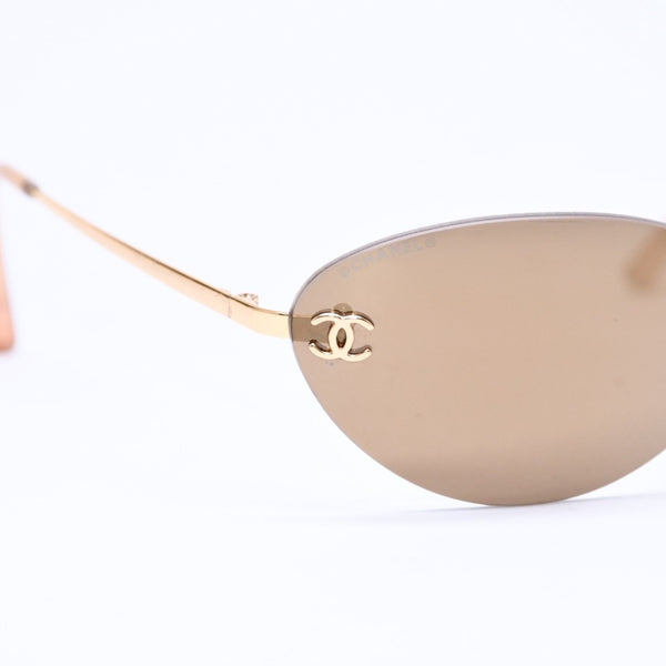 CHANEL シャネル リムレス サングラス アイウェア 4003 c.125/21 サイズ57□19 130 ココマーク ゴールド 美品 中古 4a006804
