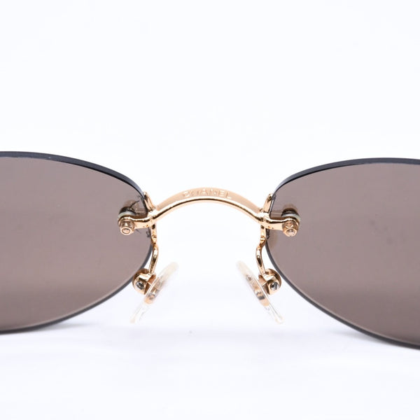 CHANEL シャネル リムレス サングラス アイウェア 4003 c.125/21 サイズ57□19 130 ココマーク ゴールド 美品 中古 4a006804
