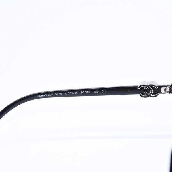 極美品 CHANEL シャネル サングラス アイウェア サイドココマーク サイズ61◻︎16 ブラック シルバー金具 5216 c.501/3F 中古 4a006811