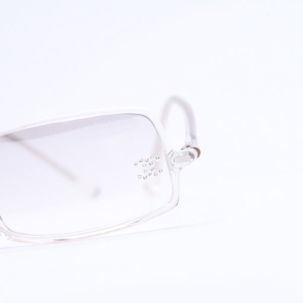 極美品 CHANEL シャネル サングラス アイウェア 5043-B c.660/6I サイズ55□16 135 ココマーク ラインストーン クリア グレー 中古 4a006794
