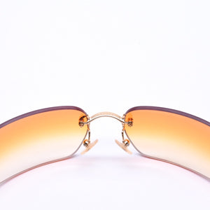 CHANEL シャネル リムレス サングラス アイウェア 4017-D c.125/56 サイズ62□17 120 ココマーク ラインストーン オレンジ 美品 中古 4a006796