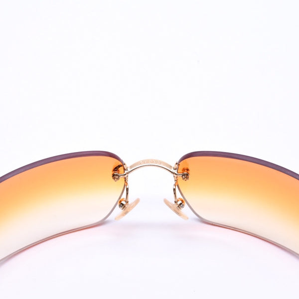 CHANEL シャネル リムレス サングラス アイウェア 4017-D c.125/56 サイズ62□17 120 ココマーク ラインストーン オレンジ 美品 中古 4a006796